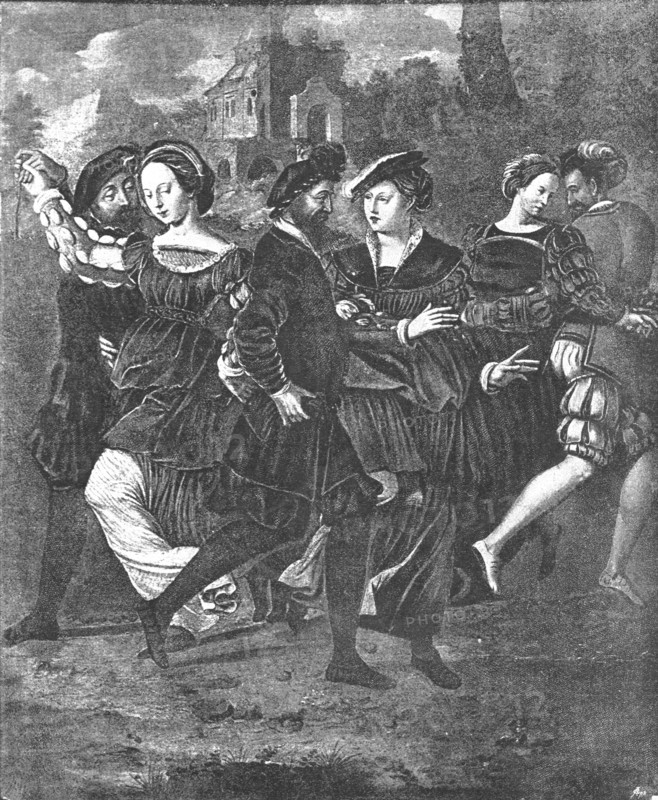 ''Pictures from the Tudor Exhibition; Henry VIII., Anne Boleyn and others, "The Dancing..., 890. Creator: Unknown.