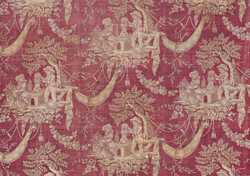 Children and Pets (Furnishing Fabric), Normandie, 1800/1820. Creator: Unknown.