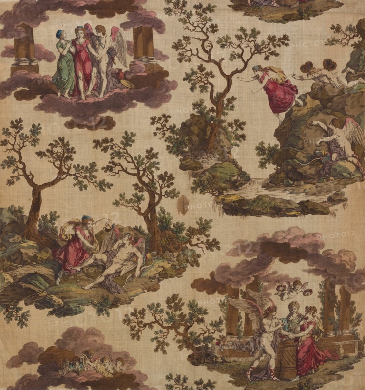 Psyche et L'Armour (The Story of Cupid and Psyche) (Furnishing Fabric), Nantes, c. 1790. Creator: Gorgerat Frères et Cie.