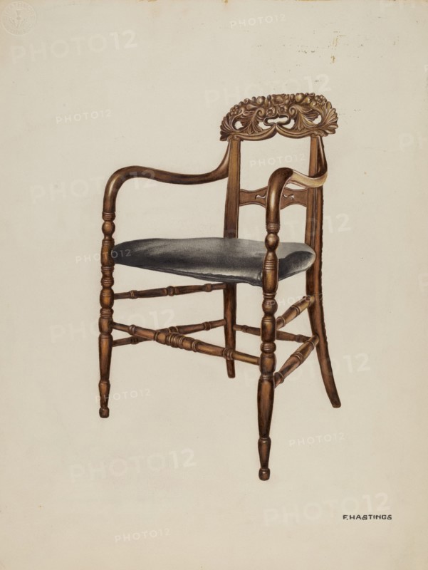 Handcarved Chair, 1937. Creator: Florence Hastings.