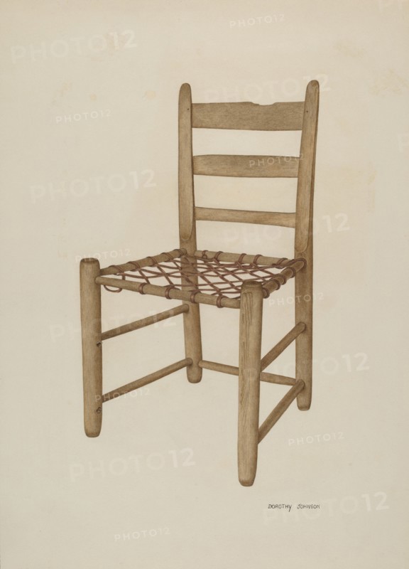 Braided Rawhide Bottom Chair, c. 1940. Creator: Dorothy Johnson.