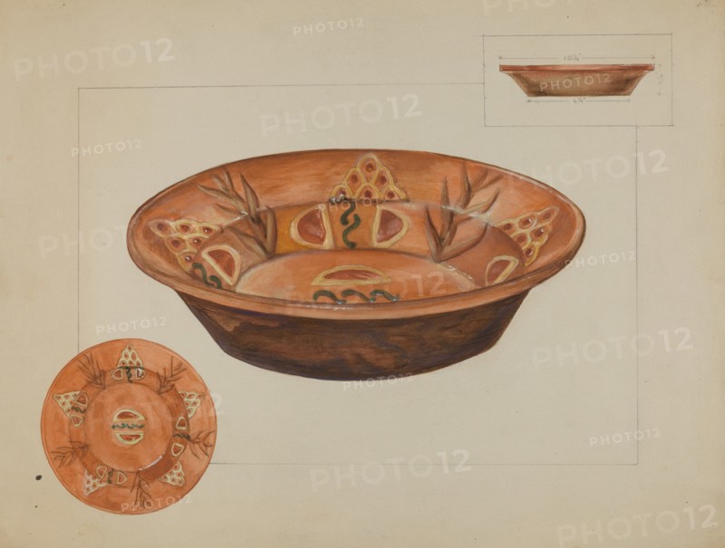 Pa. German Deep Dish, c. 1936. Creator: Agnes Karlin.