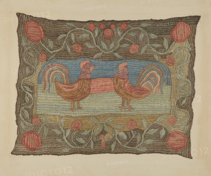 Embroidered Rug, c. 1937. Creator: Dorothy Lacey.