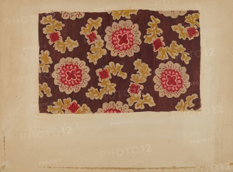 Block Printed Handkerchief, c. 1937. Creator: Dorothy Lacey.