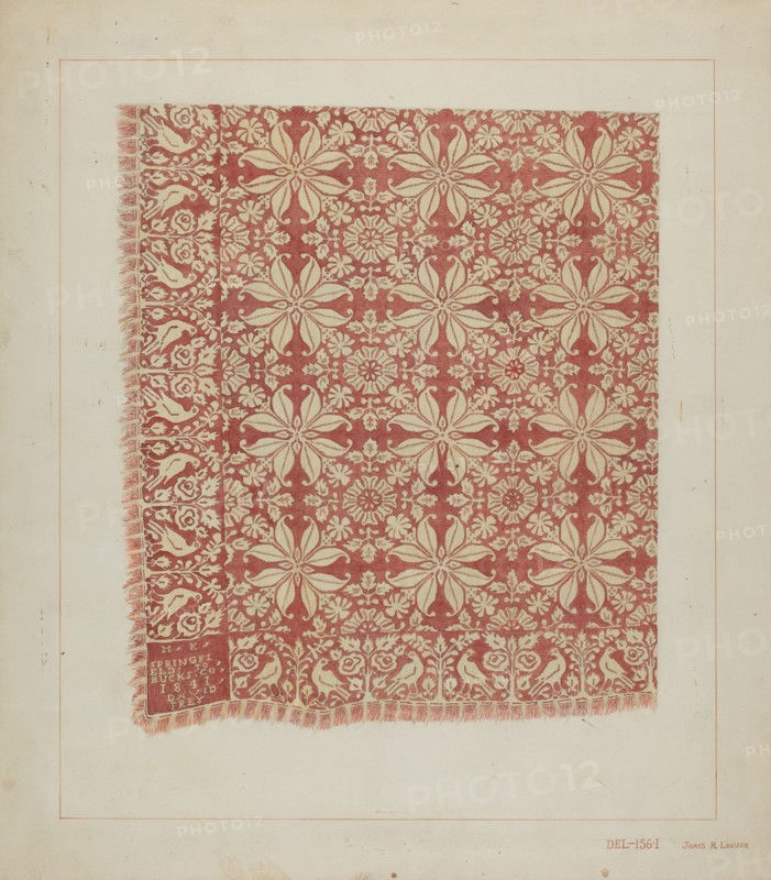 Woven Coverlet, c. 1937. Creator: James M. Lawson.
