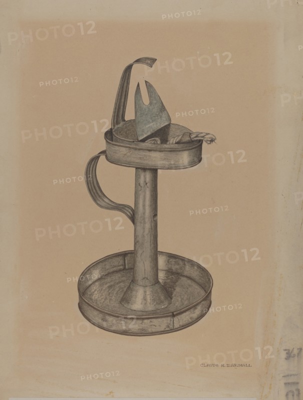 Betty Lamp and Stand, c. 1940. Creator: Claude Marshall.