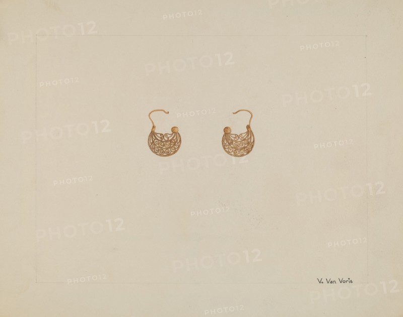 Earrings, c. 1937. Creator: Vera Van Voris.