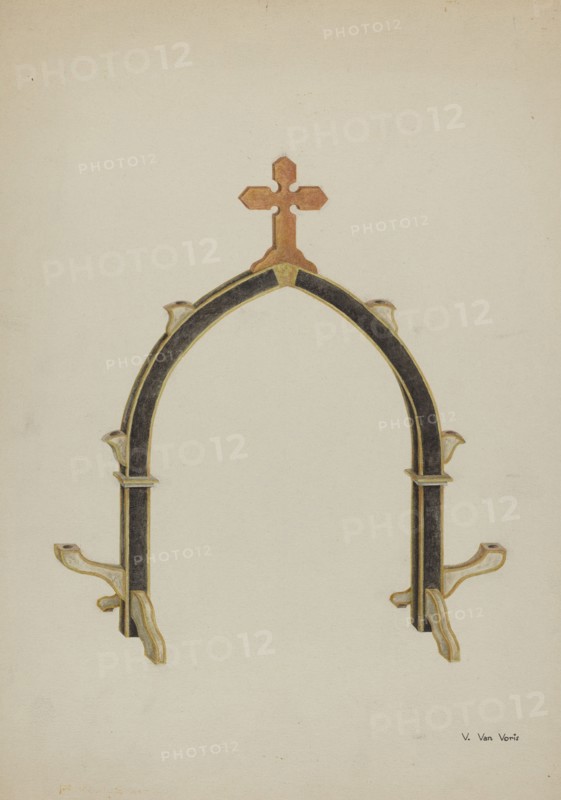 Carved Wooden Candleholder, c. 1939. Creator: Vera Van Voris.