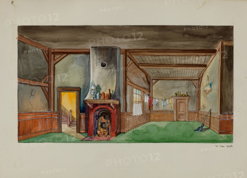 Backdrop for Puppet Show, c. 1937. Creator: Vera Van Voris.