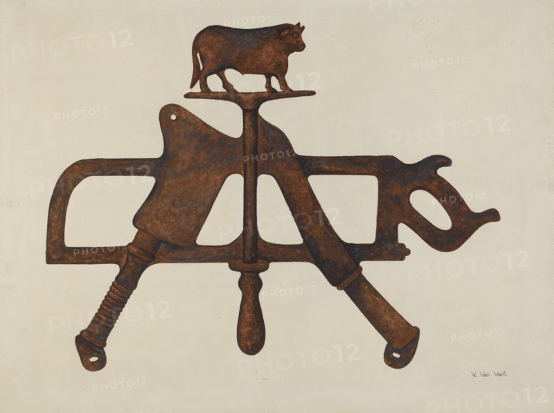 Butcher's Sign, c. 1938. Creator: Vera Van Voris.
