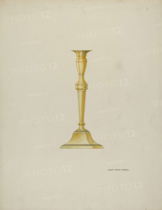 Brass Candlestick, c. 1937. Creator: Harry Mann Waddell.