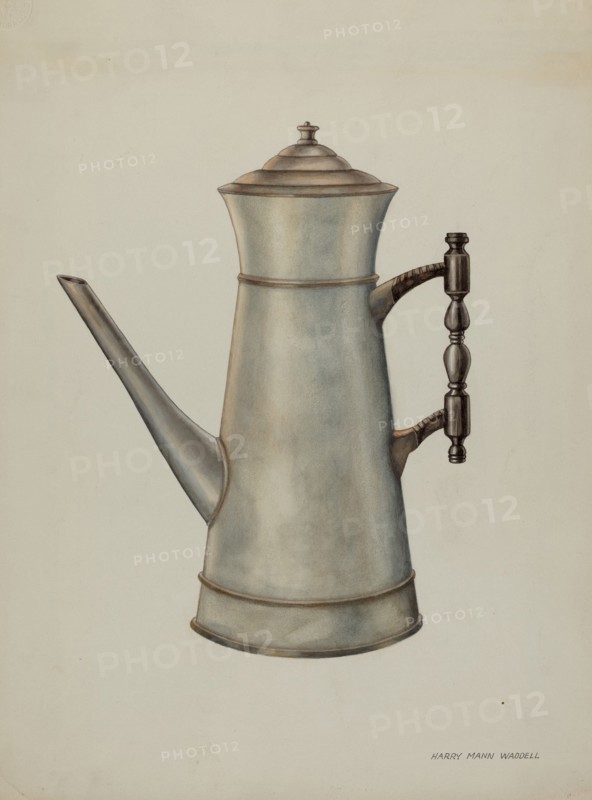 Pewter Coffee Pot, c. 1937. Creator: Harry Mann Waddell.