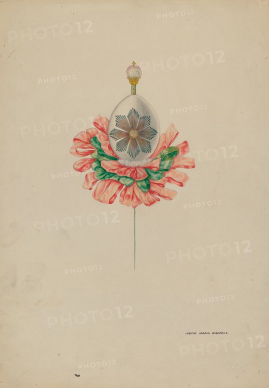 Cascarone (eggshell) Stick Pin, c. 1940. Creator: Harry Mann Waddell.