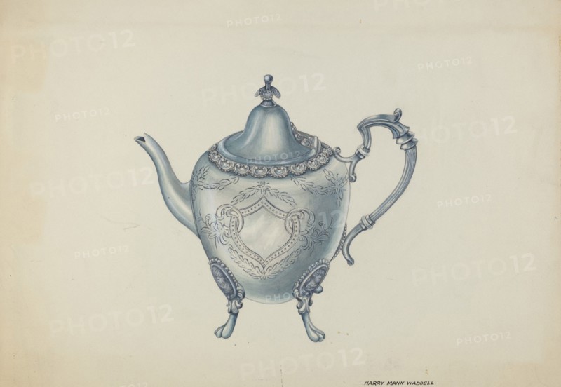 Silver Teapot, c. 1937. Creator: Harry Mann Waddell.