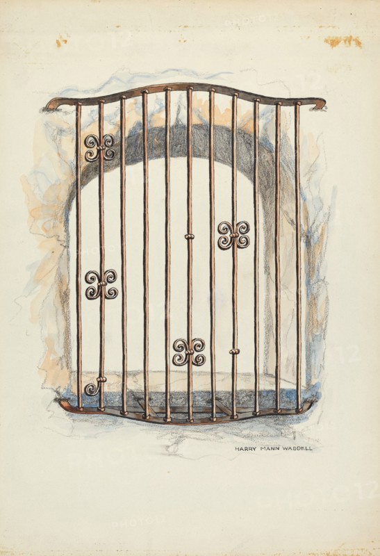 Iron Grille at Window, 1935/1942. Creator: Harry Mann Waddell.