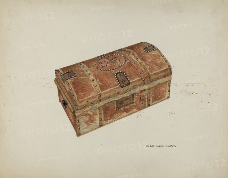 Cowhide Trunk, c. 1937. Creator: Harry Mann Waddell.