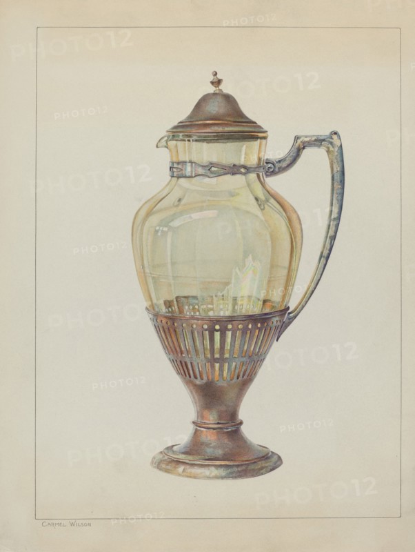 Silver and Glass Flagon, c. 1936. Creator: Carmel Wilson.