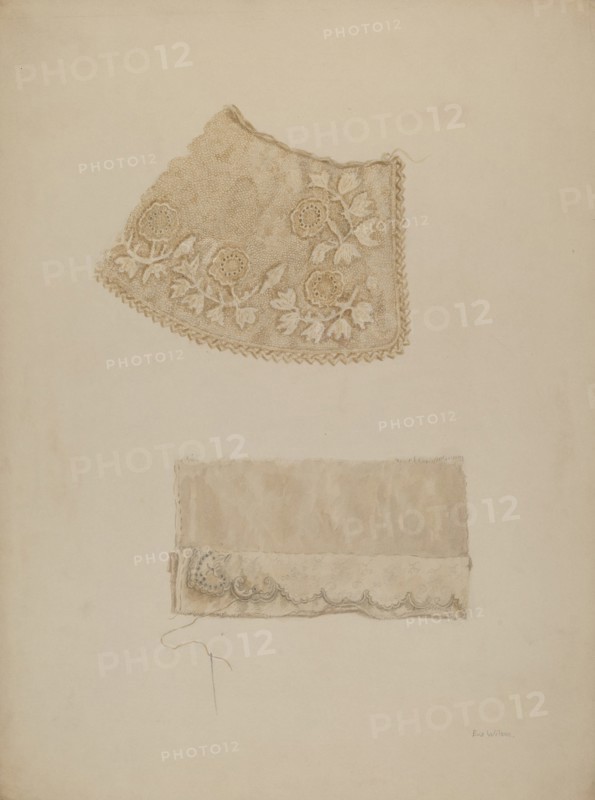 Darned Collar & Pattern of Embroidery, c. 1938. Creator: Eva Wilson.