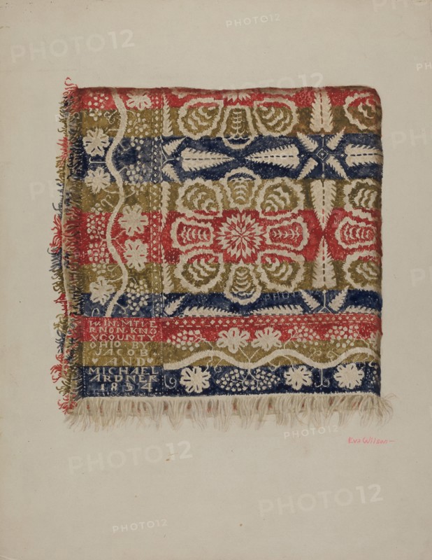 Jacquard Coverlet, c. 1938. Creator: Eva Wilson.