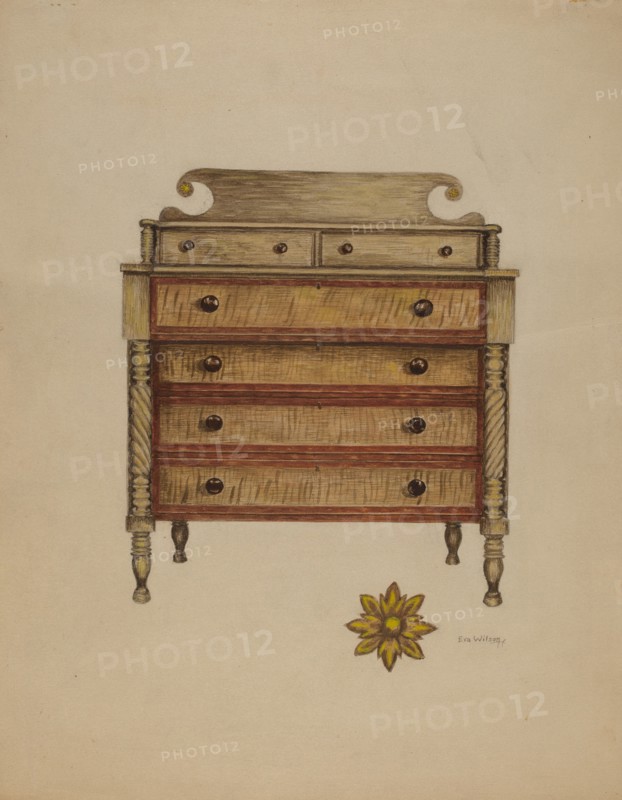 Chest-Mahogany, Pine & Maple, c. 1937. Creator: Eva Wilson.