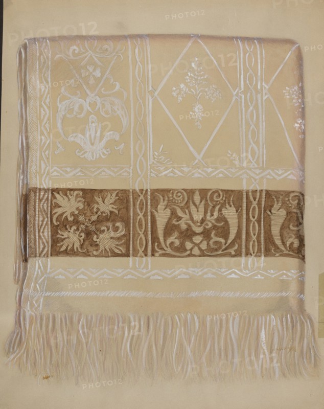 Linen Towel - Brown Border, c. 1937. Creator: Eva Wilson.