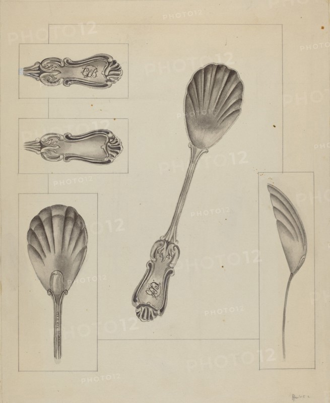 Silver Sugar Spoon, c. 1936. Creator: Anthony Zuccarello.