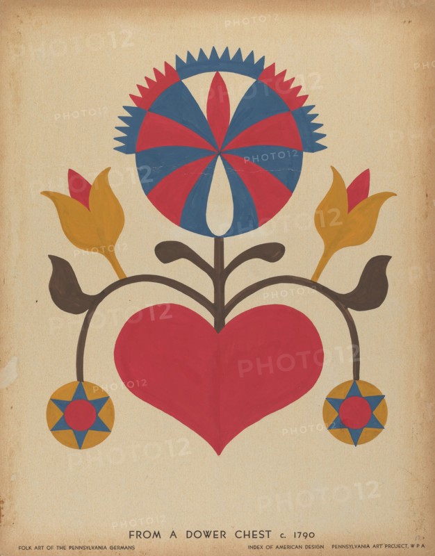 Drawing for Plate 13: From the Portfolio "Folk Art of Rural Pennsylvania", c. 1939. Creator: Unknown.