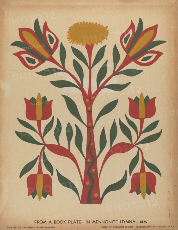 Drawing for Plate 7: From Portfolio "Folk Art of Rural Pennsylvania", c. 1939. Creator: Unknown.