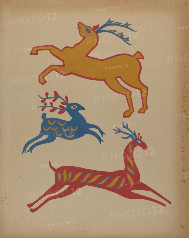 Drawing for Plate 3: From Portfolio "Folk Art of Rural Pennsylvania", c. 1939. Creator: Unknown.