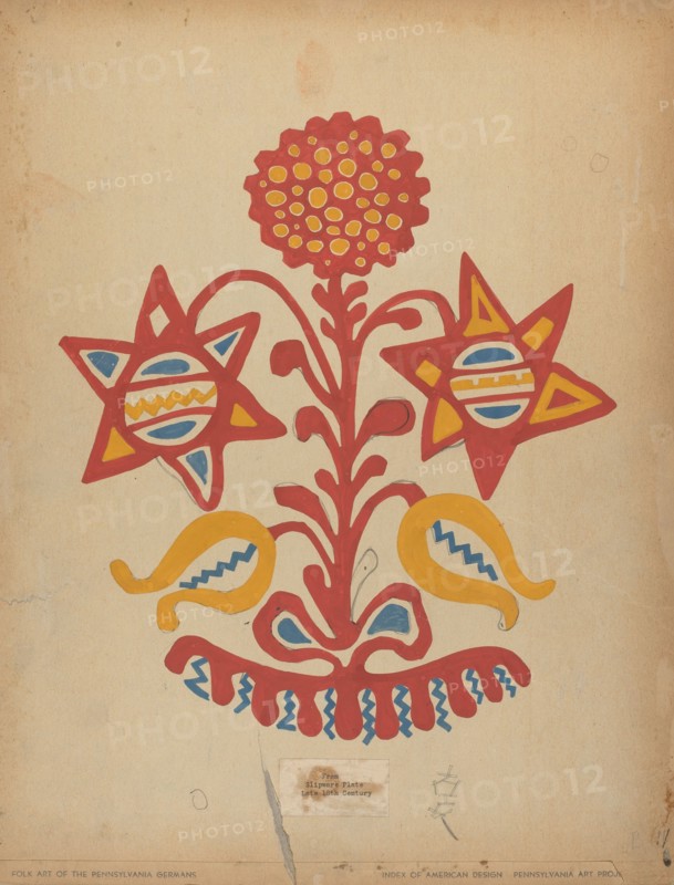 Drawing for Plate 11: From the Portfolio "Folk Art of Rural Pennsylvania", c. 1939. Creator: Unknown.