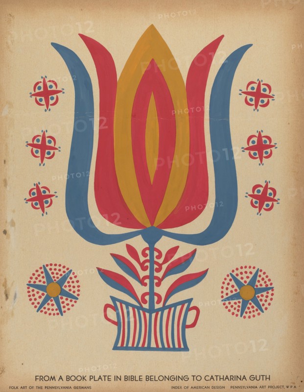 Drawing for Plate 9: From the Portfolio "Folk Art of Rural Pennsylvania", c. 1939. Creator: Unknown.