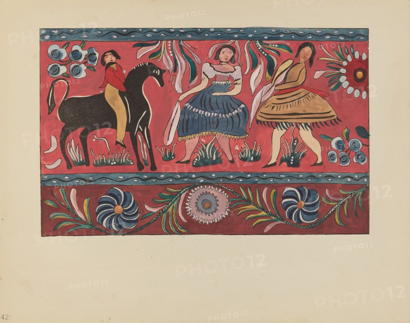 Plate 42: Painted Chest Design: From Portfolio "Spanish Colonial Designs of New Mexico", 1935/1942. Creator: Unknown.