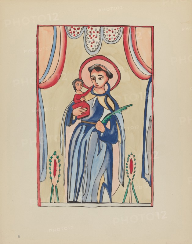 Plate 8: Saint Anthony of Padua: From Portfolio "Spanish Colonial Designs of New Mexico", 1935/1942. Creator: Unknown.