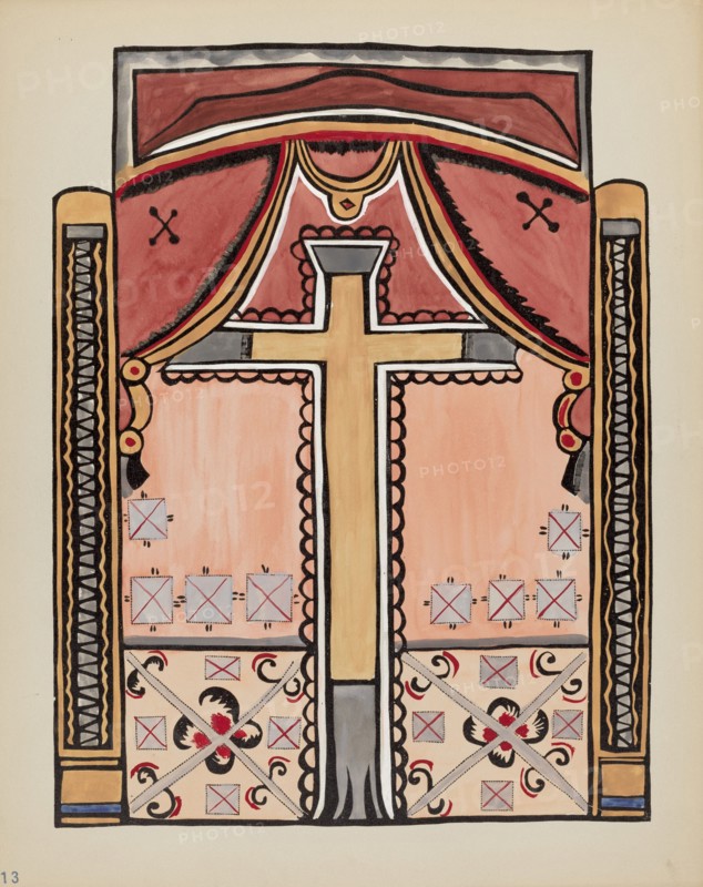 Plate 13: Design with Cross, Chimayo: From Portfolio "Spanish Colonial Designs of New Mexico", 1935/ Creator: Unknown.