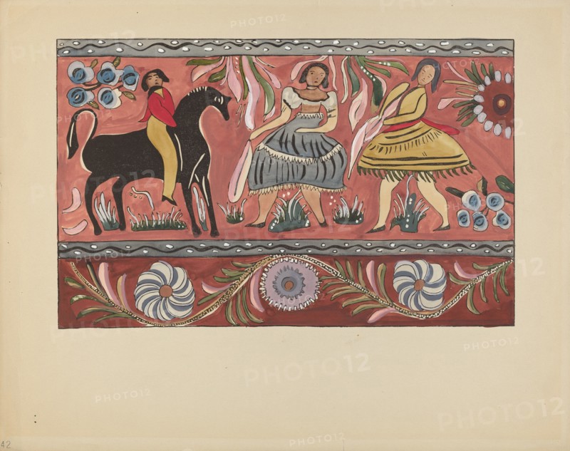 Plate 42: Painted Chest Design: From Portfolio "Spanish Colonial Designs of New Mexico", 1935/1942. Creator: Unknown.