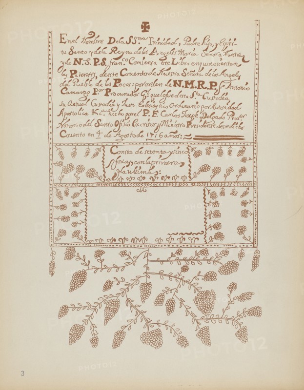 Plate 3: Pecos Book of Visitations: From Portfolio "Spanish Colonial Designs of New Mexico", 1935/19 Creator: Unknown.