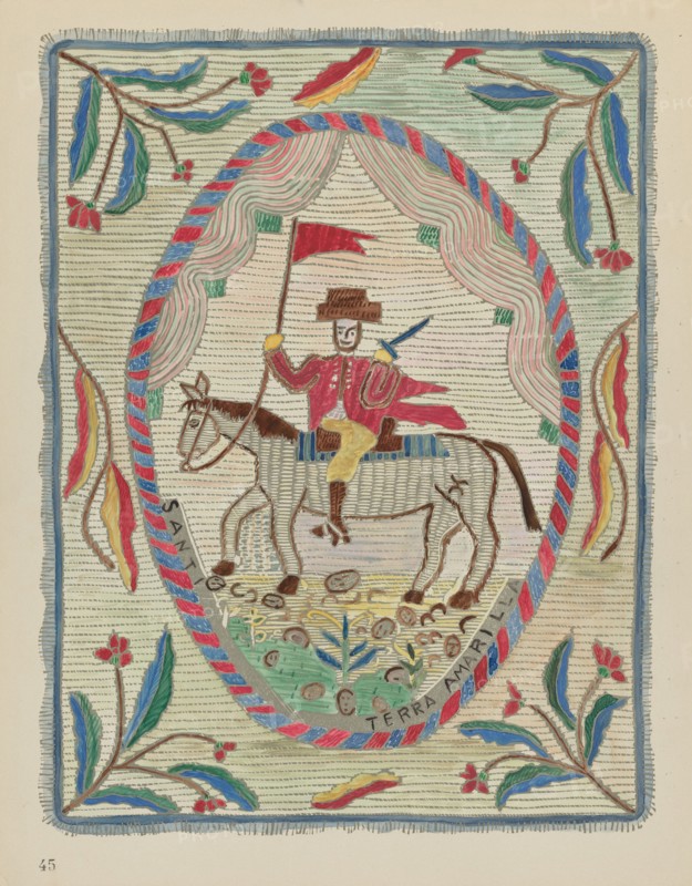 Plate 45: Embroidered Bedspread (St. James): From Portfolio "Spanish Colonial...", 1935/1942. Creator: Unknown.