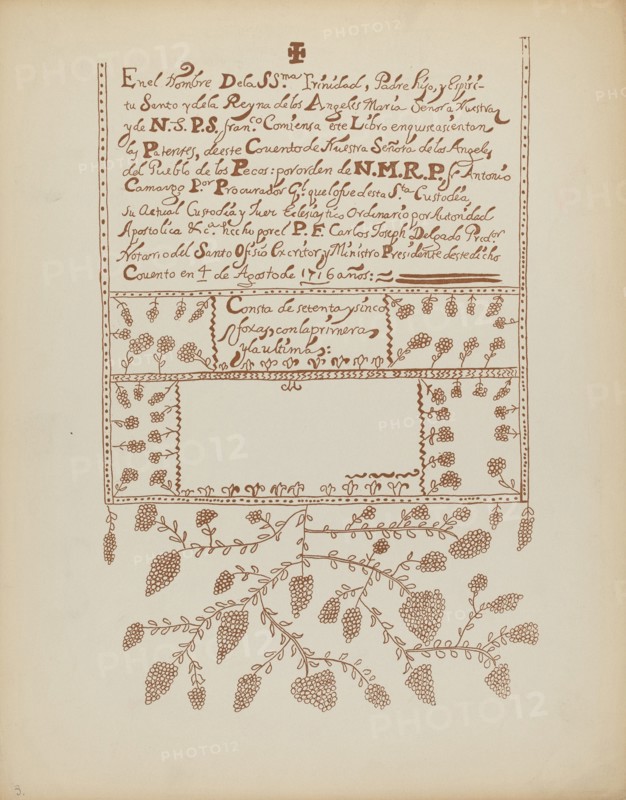 Plate 3: Pecos Book of Visitations: From Portfolio "Spanish Colonial Designs of New Mexico", 1935/19 Creator: Unknown.