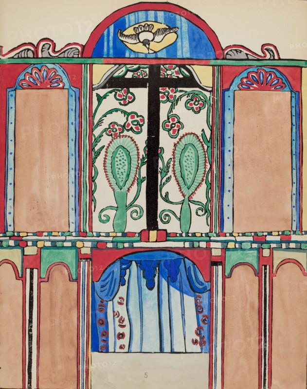 Plate 5: Main Altarpiece, Santa Cruz: From Portfolio "Spanish Colonial Designs of New Mexico", 1935/ Creator: Unknown.