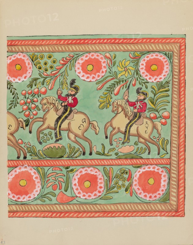 Plate 43: Painted Chest Design: From Portfolio "Spanish Colonial Designs of New Mexico", 1935/1942. Creator: Unknown.