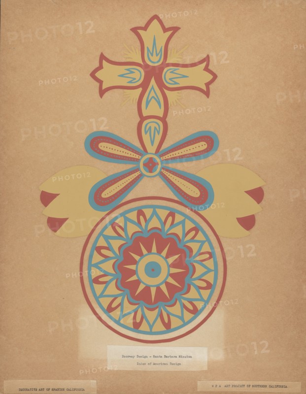 Santa Barbara Mission Doorway Design from the portfolio "Decorative Art...", 1935/1942. Creator: Unknown.