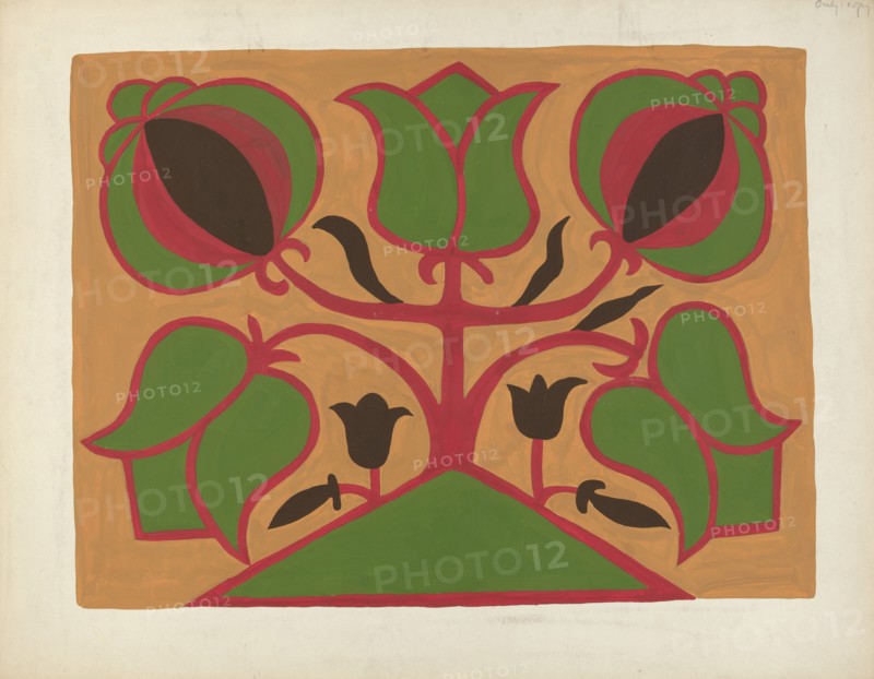 Study for Proposed Portfolio "Decorated Chests of Rural Pennsylvania", 1941. Creator: Unknown.