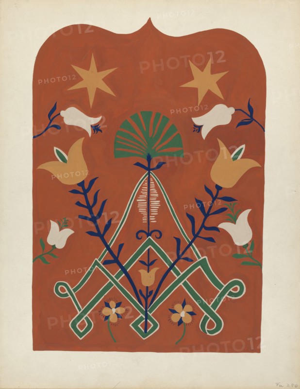 Study for Proposed Portfolio "Decorated Chests of Rural Pennsylvania", 1941. Creator: Unknown.