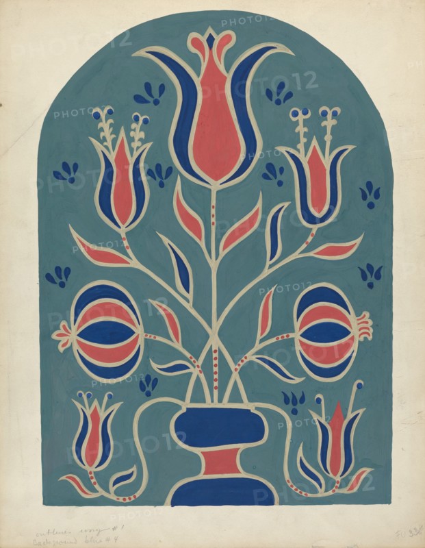 Study for Proposed Portfolio "Decorated Chests of Rural Pennsylvania", 1941. Creator: Unknown.