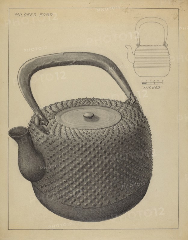 Tea Kettle, c. 1936. Creator: Mildred Ford.