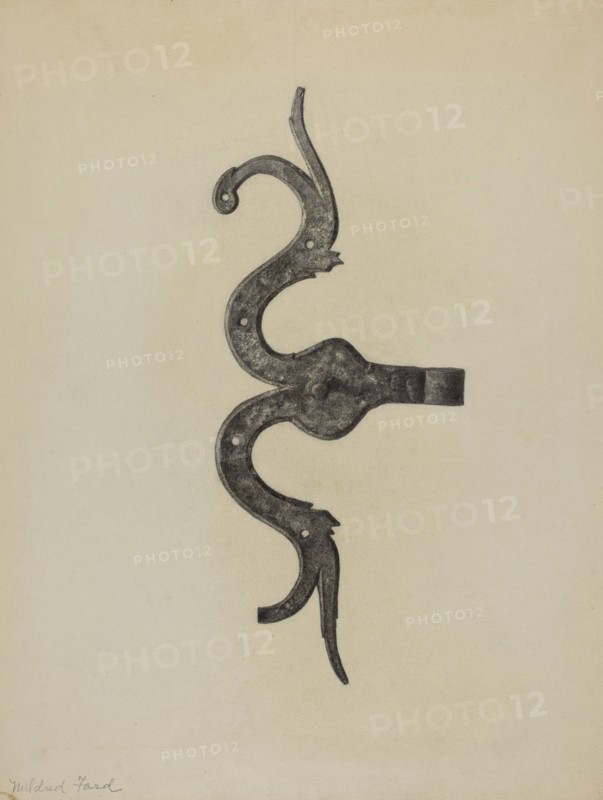 Pa. German Butt of Side Hinge, c. 1938. Creator: Mildred Ford.
