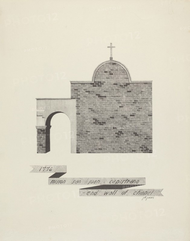 Mision San Juan Capistrano - End of Chapel Wall, 1935/1942. Creator: James Jones.