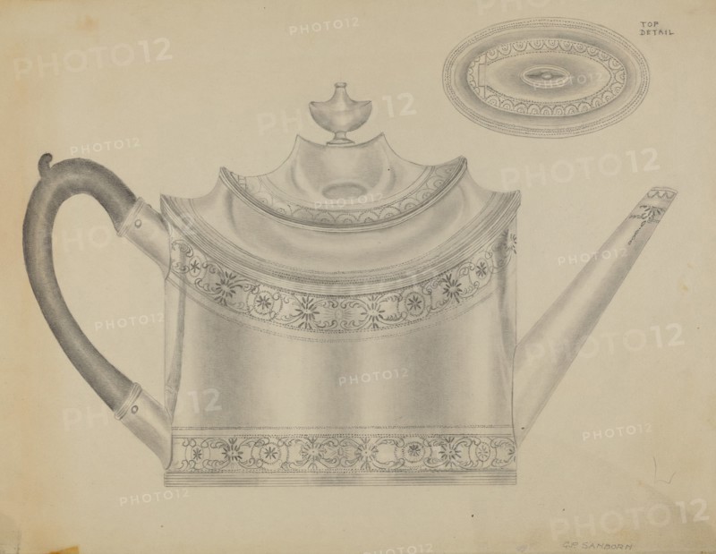 Silver Teapot, c. 1936. Creator: Gordon Sanborn.