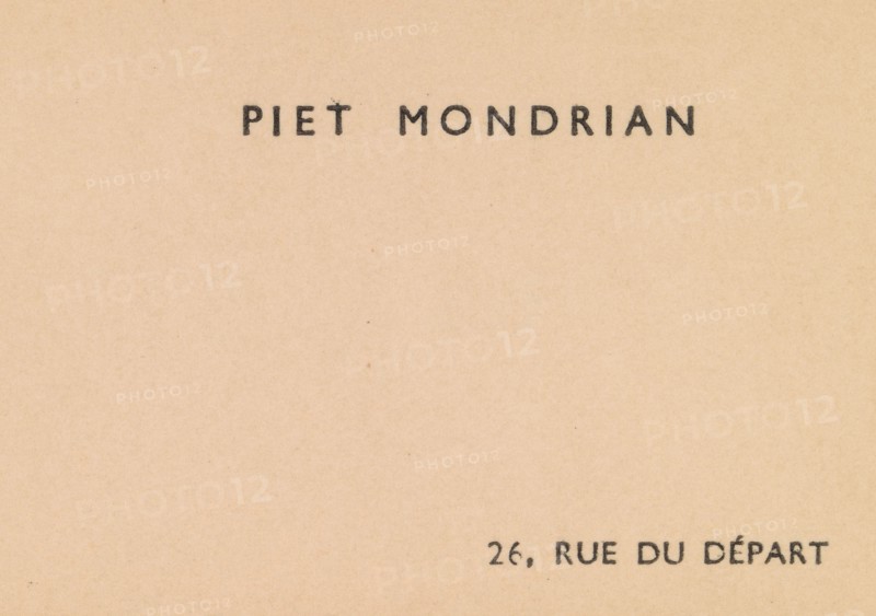 Piet Mondrian, calling card, ca. 1919-38. Creator: Anon.