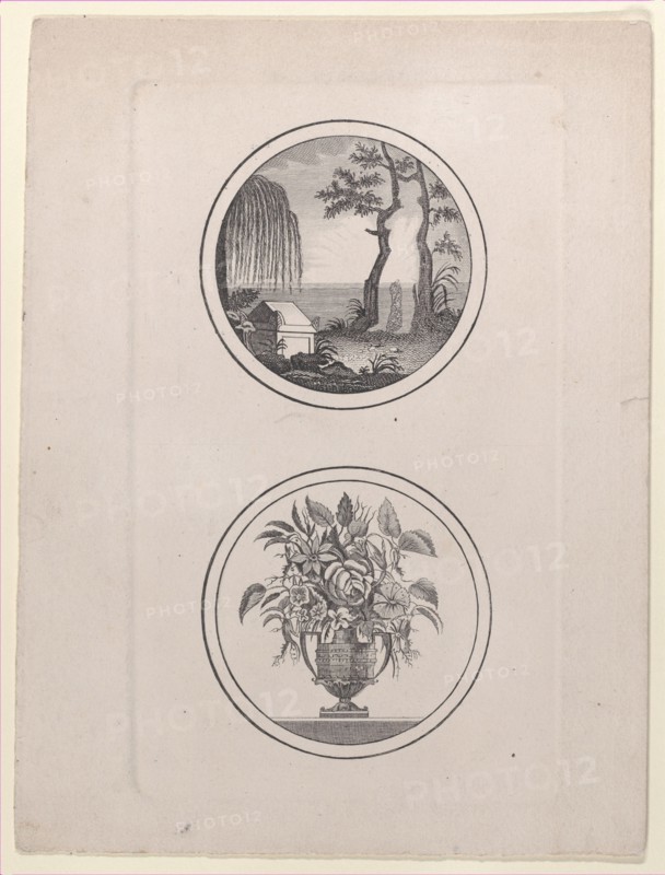 Hidden silhouette of Napoleon visiting his tomb; vase of flowers, 1821-1900., 1821-1900. Creator: Anon.